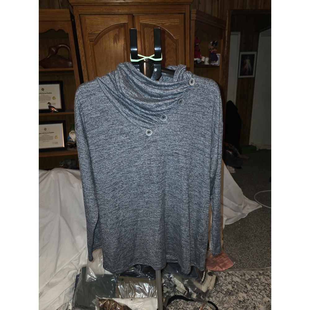 Weaczzy Womens Cowl Neck Sweater Size XL Gray‎ Artsy Boho Cozy Pullover